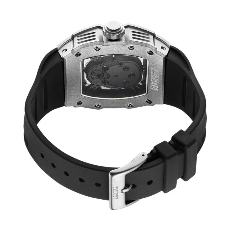 BAOGELA 224147 Wine Barrel Shaped Hollow Night Light Waterproof Sports Silicone Men Watch(Steel Shell Black Belt) - Silicone Strap Watches by BAOGELA | Online Shopping South Africa | PMC Jewellery | Buy Now Pay Later Mobicred