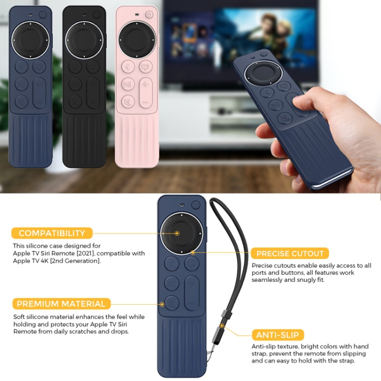 For Apple TV Siri Remote 2/3 AhaStyle PT166 Remote Controller Silicone Protective Case Striped Non-Slip Anti-Drop Cover(Pink) - free shipping - PMC TechLife - Order now!