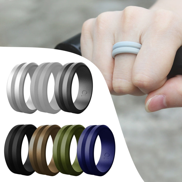 SiR053 V Shaped Grooved Edge Silicone Ring Outdoor Sports Couple Ring No.7(Black) - Rings by PMC Jewellery | Online Shopping South Africa | PMC Jewellery