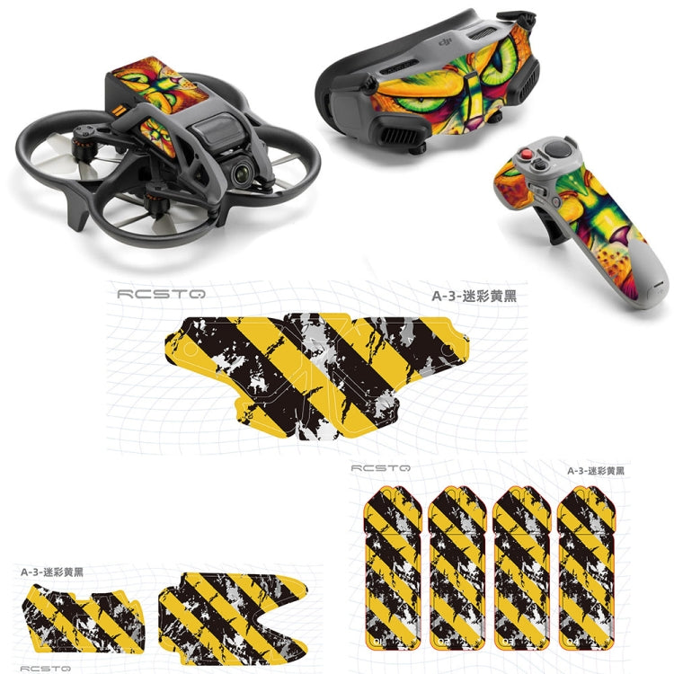 For DJI Avata RCSTQ Body Sticker For Goggles 2 Glasses PVC Colorful Sticker Set(Camouflage Yellow Black) -  by RCSTQ | Online Shopping South Africa | PMC Jewellery