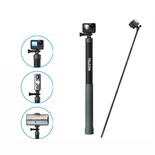 TELESIN 3M Carbon Fiber Selfie Stick Monopod  With 1/4 Screw For Action Camera - Extendable Pole by TELESIN | Online Shopping South Africa | PMC Jewellery | Buy Now Pay Later Mobicred