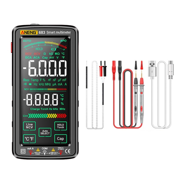 ANENG 683 Smart Touch Screen Automatic Range Rechargeable Multimeter(Black) - Digital Multimeter by ANENG | Online Shopping South Africa | PMC TechLife | Buy Now Pay Later Mobicred
