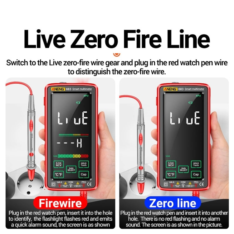 ANENG 683 Smart Touch Screen Automatic Range Rechargeable Multimeter(Red) - free shipping - PMC TechLife - Order now!