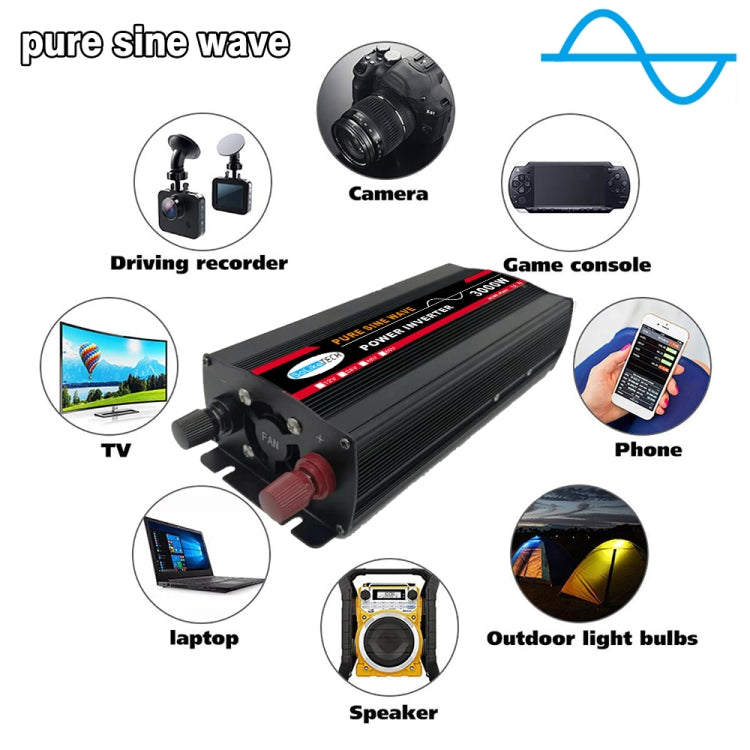 6000W (Actual 1000W) 12V to 220V High Power Car Sine Wave Inverter Power Converter - Pure Sine Wave by PMC Jewellery | Online Shopping South Africa | PMC Jewellery