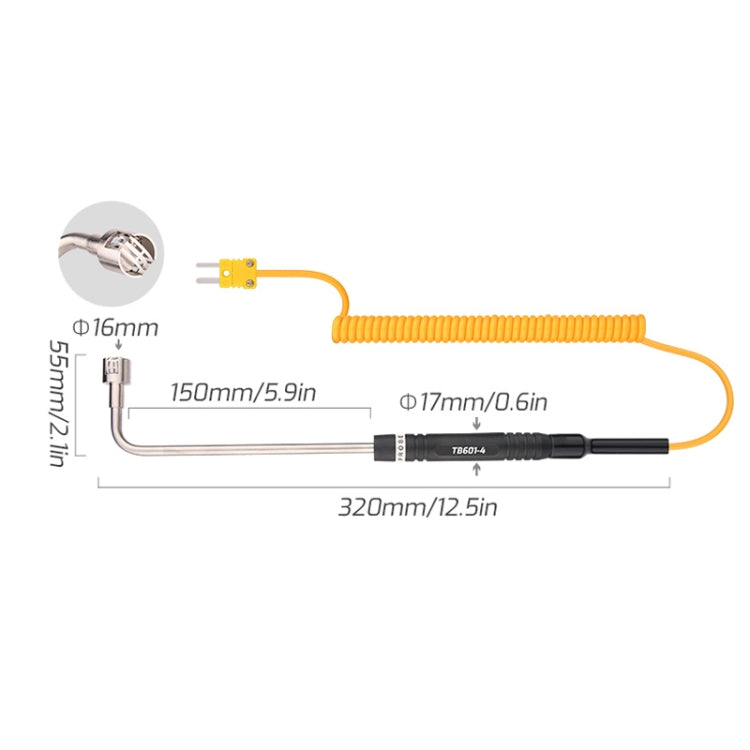 TASI TB601-4 Elbow Surface Thermocouple K-Type Probe Use With Thermometer - Thermostat & Thermometer by TASI | Online Shopping South Africa | PMC Jewellery | Buy Now Pay Later Mobicred