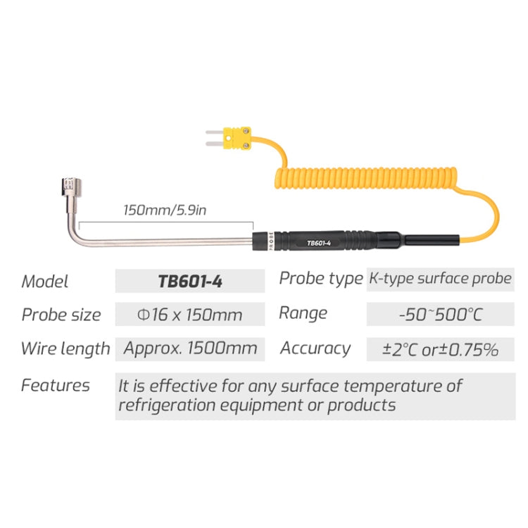 TASI TB601-4 Elbow Surface Thermocouple K-Type Probe Use With Thermometer - free shipping - PMC TechLife - Order now!