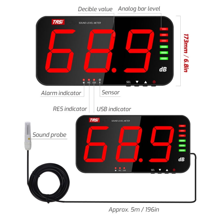 TASI TA653A Large Screen Wall-Mounted Noise Meter Decibel Detector - free shipping - PMC TechLife - Order now!
