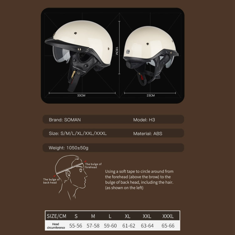 SOMAN Motorcycle Half Helmet Adjustable Helmet With Inner Mirror, Size: L(Cement Gray) - free shipping - PMC TechLife - Order now!