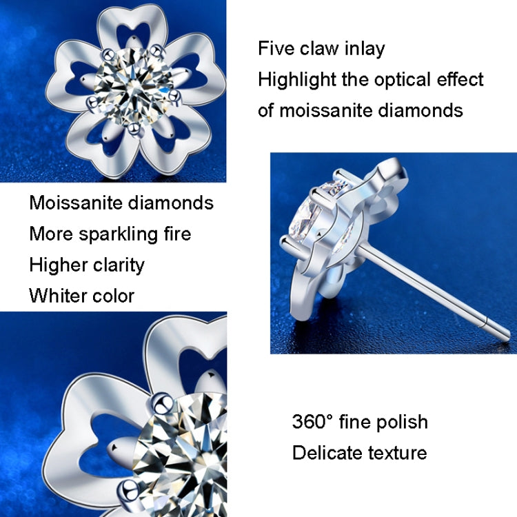 XEA011 Sakura Earrings 925 Silver Needle Flower Earrings(50 Points Mosan Diamond White Gold) - Stud Earrings & Earrings by PMC Jewellery | Online Shopping South Africa | PMC Jewellery