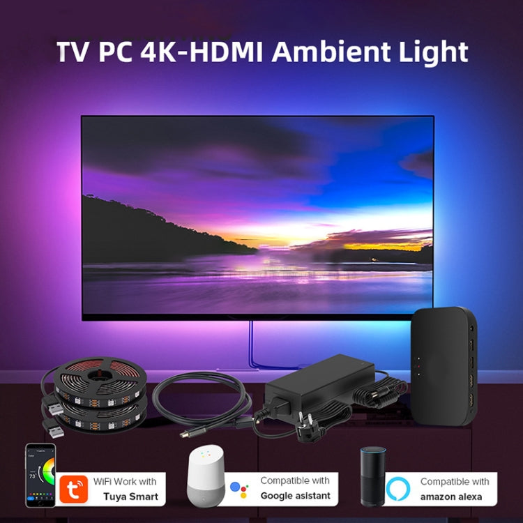 HDMI 2.0-PRO Smart Ambient TV Led Backlight Led Strip Lights Kit Work With TUYA APP Alexa Voice Google Assistant 2 x 2m(US Plug) - Casing Waterproof Light by PMC TechLife | Online Shopping South Africa | PMC TechLife