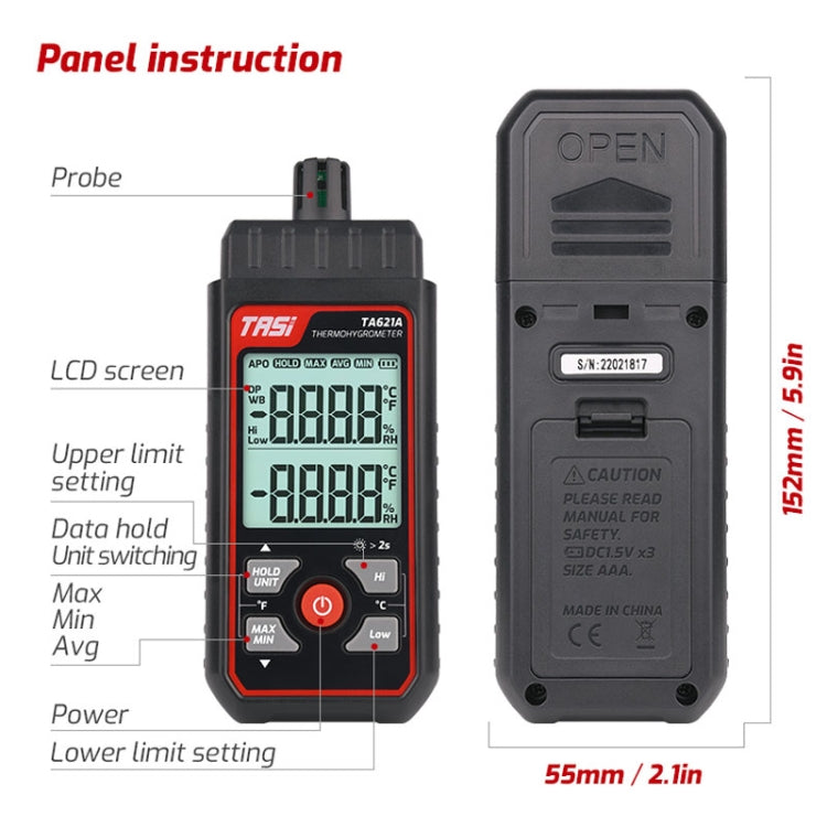 TASI TA621A Digital Dew Point Thermometer Ambient Temperature Humidity Gauge - Thermostat & Thermometer by TASI | Online Shopping South Africa | PMC Jewellery | Buy Now Pay Later Mobicred