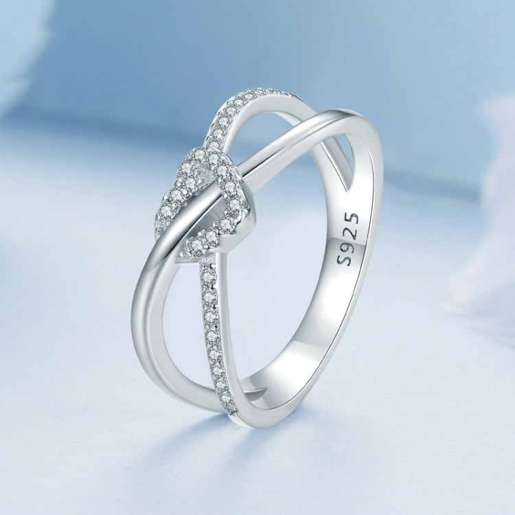 S925 Sterling Silver Plated Gold Heart-Shaped Wrap Double-Layer Rings, Size: 8(BSR464) - Rings by PMC Jewellery | Online Shopping South Africa | PMC Jewellery