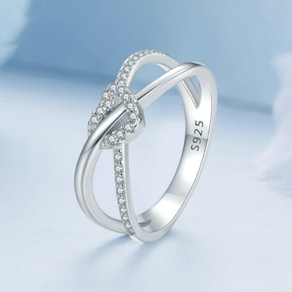 S925 Sterling Silver Plated Gold Heart-Shaped Wrap Double-Layer Rings, Size: 6(BSR464) - Rings by PMC Jewellery | Online Shopping South Africa | PMC Jewellery