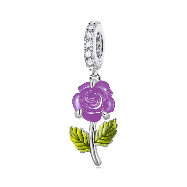 BSC824 Sterling Silver Zircon Rose UV Color Changing Bead Accessory(Variable Purple) - Jewelry Accessories by PMC Jewellery | Online Shopping South Africa | PMC Jewellery