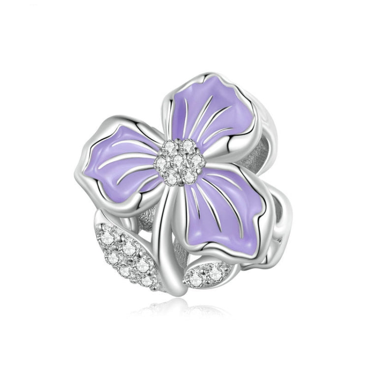 BSC890 925 Sterling Silver Dripping Oil Purple Flower Beads Diy Bracelet Accessories - Jewelry Accessories by PMC Jewellery | Online Shopping South Africa | PMC Jewellery