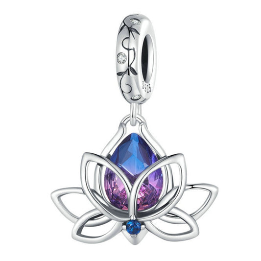 S925 Sterling Silver Lotus Pendant Gradient Water Drop Tourmaline DIY Bracelet Beads - Jewelry Accessories by PMC Jewellery | Online Shopping South Africa | PMC Jewellery