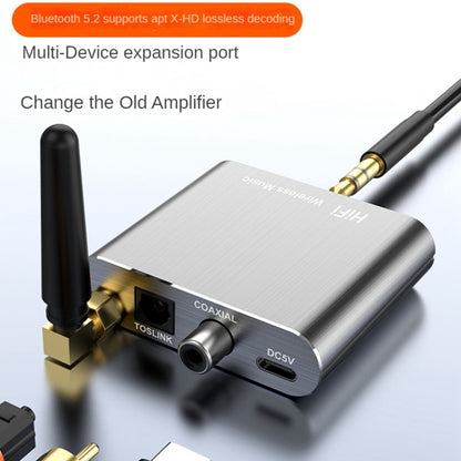 Bluetooth 5.2 Audio Receiver 3.5MM AUX Coaxial Fiber APTX HD Bluetooth Adapter - Audio Receiver Transmitter by PMC Jewellery | Online Shopping South Africa | PMC Jewellery