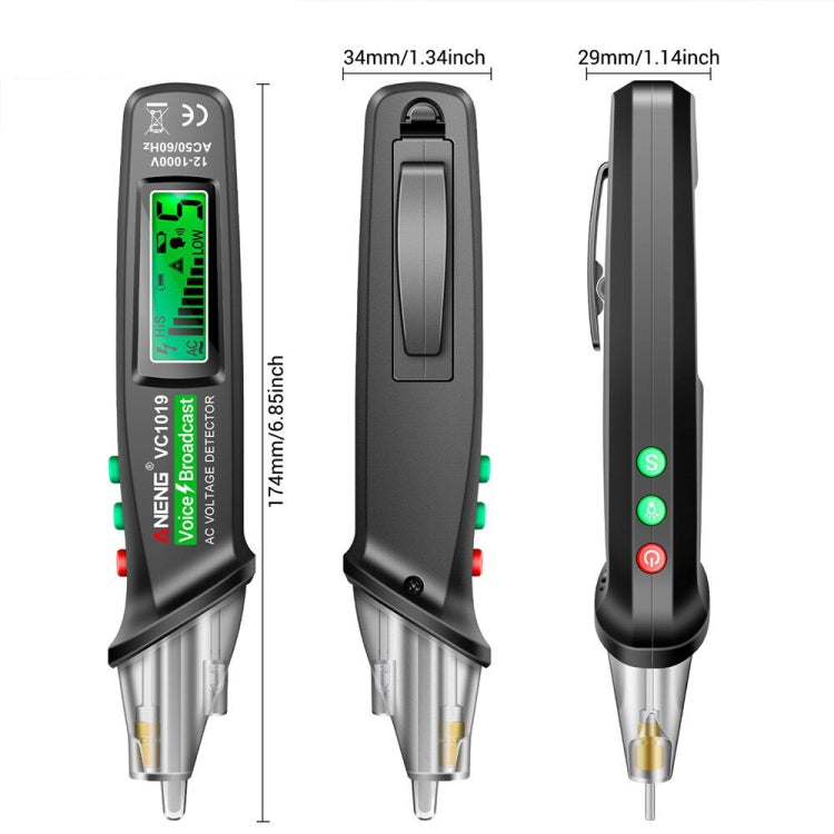 ANENG VC1019 Non-Contact Induction Electric Pen High-Precision Line Detection Breakpoint Voice Test Pen(Black) - free shipping - PMC TechLife - Order now!