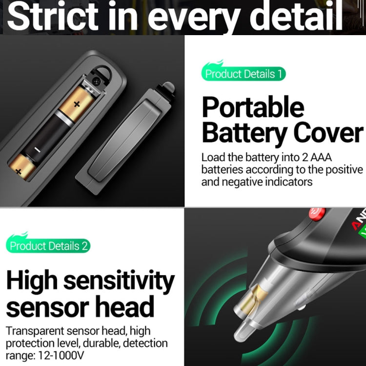 ANENG VC1019 Non-Contact Induction Electric Pen High-Precision Line Detection Breakpoint Voice Test Pen(Black) - free shipping - PMC TechLife - Order now!