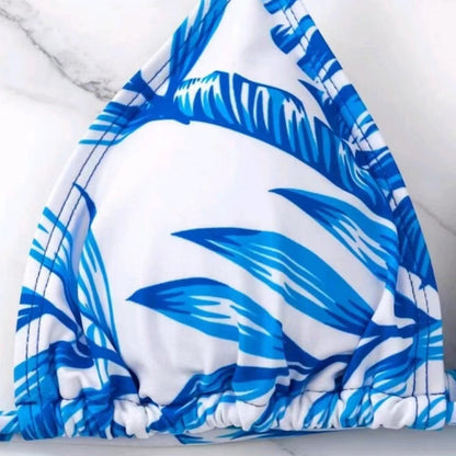 Leaf-print Waist Lace-up Three-Piece Bikini Set Long-sleeved Beach Sun Protection Swimsuit, Size: L(Orange) - Swimwear by PMC Jewellery | Online Shopping South Africa | PMC Jewellery
