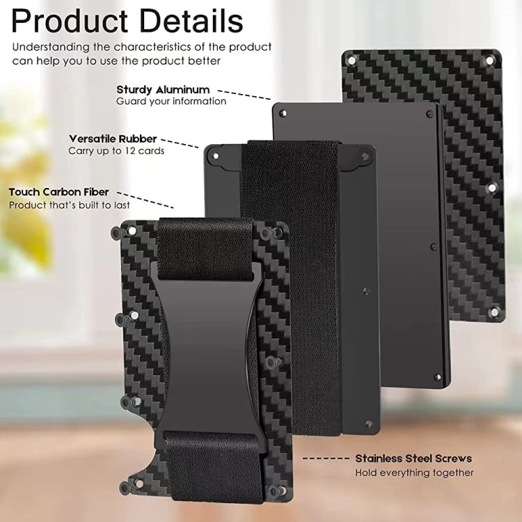 Credit Card Holder Wallets RFID Blocking Slim Metal Card Clip, Color: Real Carbon Fiber (Matte) - free shipping - PMC TechLife - Order now!