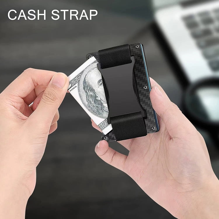 Credit Card Holder Wallets RFID Blocking Slim Metal Card Clip, Color: Real Carbon Fiber (Matte) - free shipping - PMC TechLife - Order now!