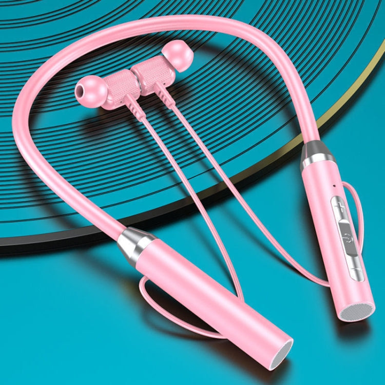 Wireless Hanging Neck Long Battery Life Sports Binaural Bluetooth Headset(Pink OPP Bag) - Neck-mounted Earphone by PMC TechLife | Online Shopping South Africa | PMC TechLife