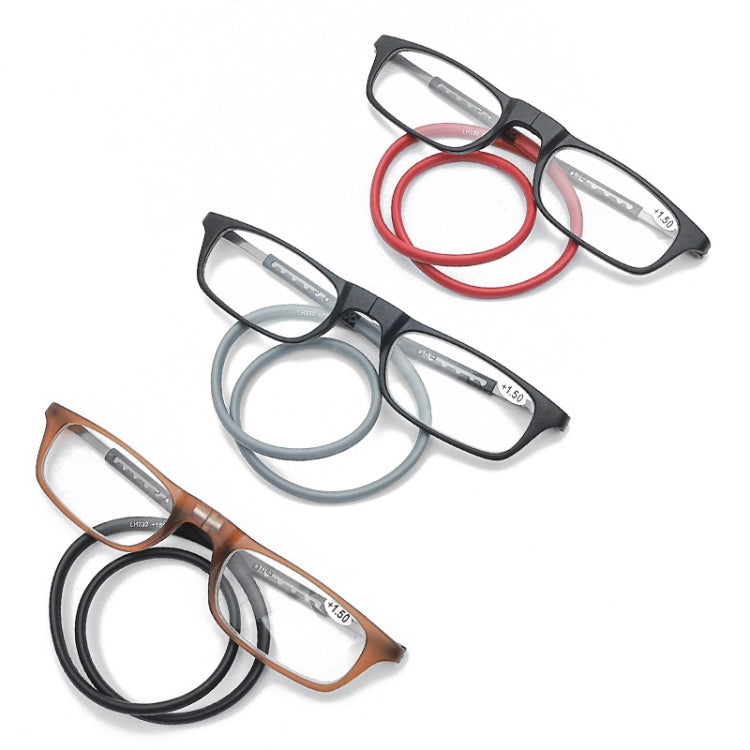 Portable Magnetic Hanging Neck Retractable Reading Glasses +175(Gray Frame Red Legs) - Presbyopic Glasses by PMC Jewellery | Online Shopping South Africa | PMC Jewellery