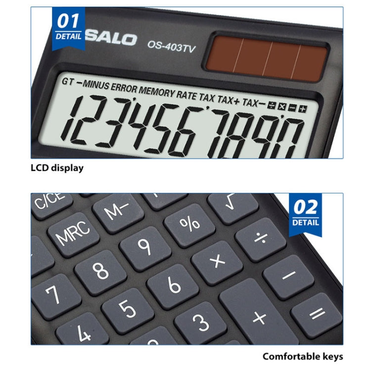 OSALO OS-403TV 10-digit LCD Screen Solar Dual Power Supply Mini Student Desktop Calculator - free shipping - PMC TechLife - Order now!