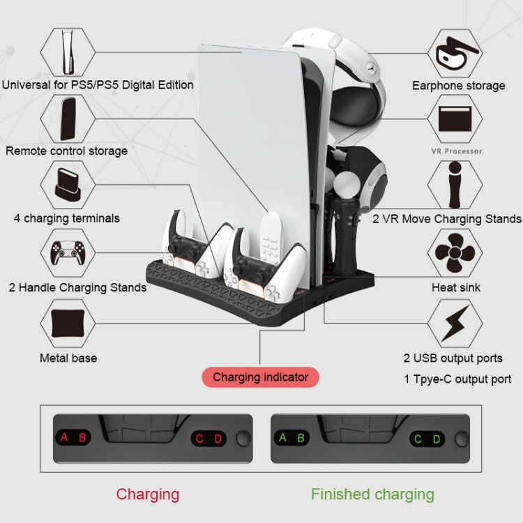 iplay HBP-270 For Sony PS5 Multifunctional Host Heat Dissipation Charging Base with Storage Rack(Black) - free shipping - PMC TechLife - Order now!
