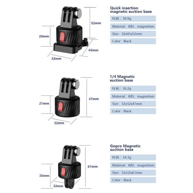 For GoPro/Insta360 GO 3 Action Camera Magnetic Gimbal Base Adapter Accessories(3pcs/set) - Connection Mount by PMC TechLife | Online Shopping South Africa | PMC TechLife