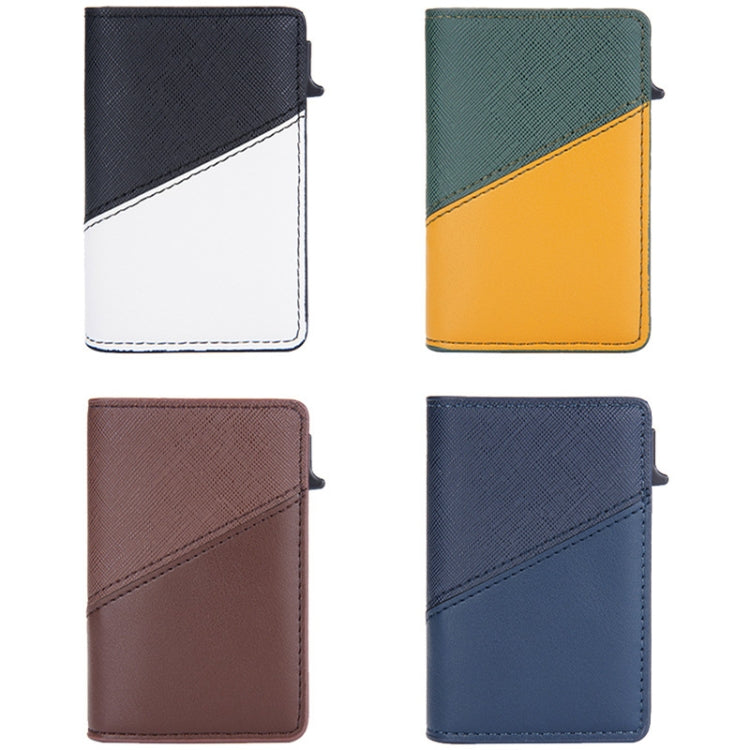Baellerry RFID Anti-theft Aluminum Box Leather Wallet Side Push Contrasting Antimagnetic Card Holder(Green) - Antimagnetic RFID Package by Baellerry | Online Shopping South Africa | PMC TechLife | Buy Now Pay Later Mobicred