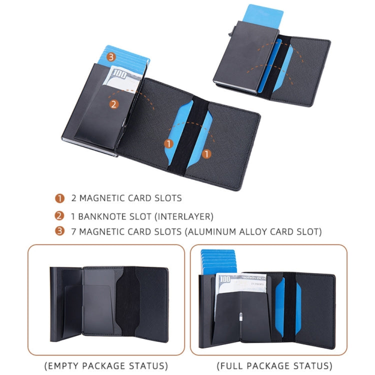 Baellerry RFID Anti-theft Aluminum Box Leather Wallet Side Push Contrasting Antimagnetic Card Holder(Green) - Antimagnetic RFID Package by Baellerry | Online Shopping South Africa | PMC TechLife | Buy Now Pay Later Mobicred
