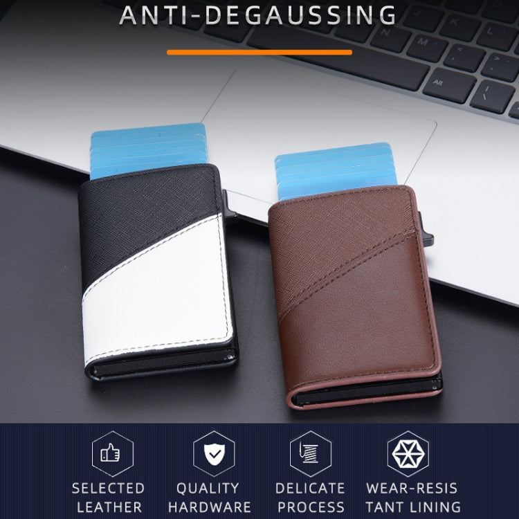 Baellerry RFID Anti-theft Aluminum Box Leather Wallet Side Push Contrasting Antimagnetic Card Holder(Green) - Antimagnetic RFID Package by Baellerry | Online Shopping South Africa | PMC TechLife | Buy Now Pay Later Mobicred