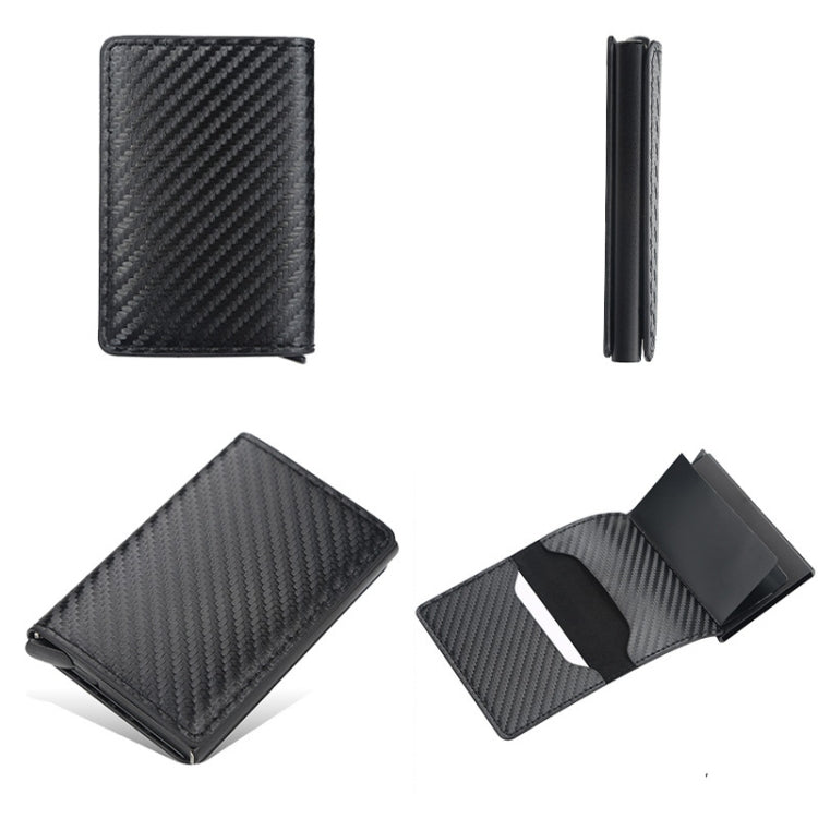 Baellerry RFID Anti-theft Plaid Leather Wallet Metal Aluminum Box Automatic Eject Type Card Holder(Dark Brown) - Antimagnetic RFID Package by Baellerry | Online Shopping South Africa | PMC TechLife | Buy Now Pay Later Mobicred