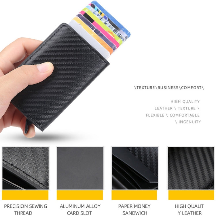 Baellerry RFID Anti-theft Plaid Leather Wallet Metal Aluminum Box Automatic Eject Type Card Holder(Dark Brown) - Antimagnetic RFID Package by Baellerry | Online Shopping South Africa | PMC TechLife | Buy Now Pay Later Mobicred