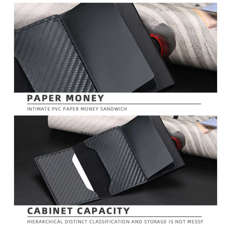 Baellerry RFID Anti-theft Plaid Leather Wallet Metal Aluminum Box Automatic Eject Type Card Holder(Dark Brown) - Antimagnetic RFID Package by Baellerry | Online Shopping South Africa | PMC TechLife | Buy Now Pay Later Mobicred