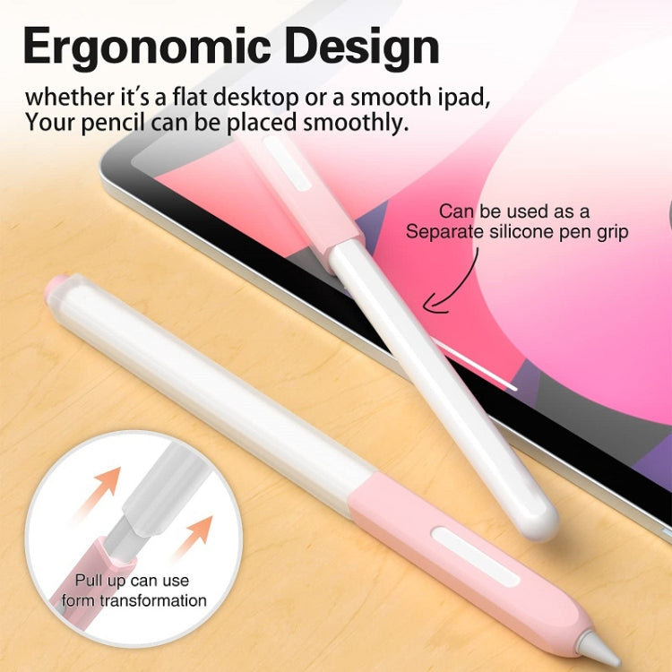 For Apple Pencil 2 Non-Slip Anti-Fall Translucent Segmented Pen Case(Crescent White) - Pencil Accessories by PMC TechLife | Online Shopping South Africa | PMC TechLife