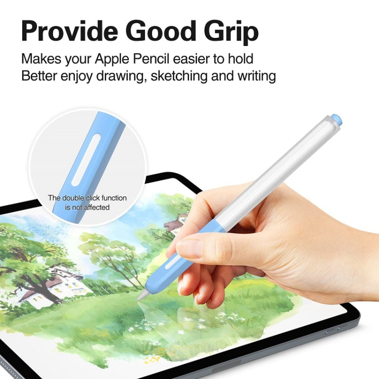 For Apple Pencil 2 Non-Slip Anti-Fall Translucent Segmented Pen Case(Green Cyan) - Pencil Accessories by PMC TechLife | Online Shopping South Africa | PMC TechLife
