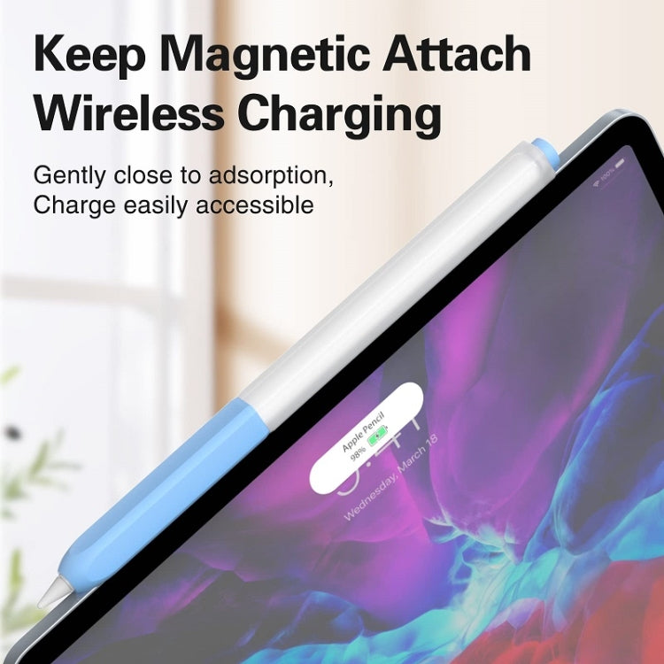 For Apple Pencil 2 Non-Slip Anti-Fall Translucent Segmented Pen Case(Crescent White) - Pencil Accessories by PMC TechLife | Online Shopping South Africa | PMC TechLife