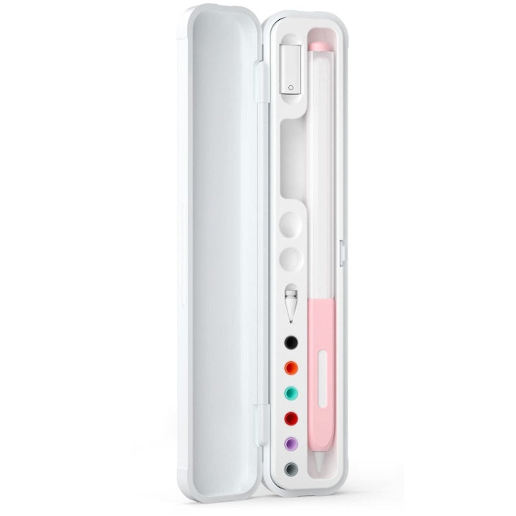 For Apple Pencil 1/2 Capacitance Pen Adapter Accessory Storage Box(Crescent White) - Pencil Accessories by PMC TechLife | Online Shopping South Africa | PMC TechLife
