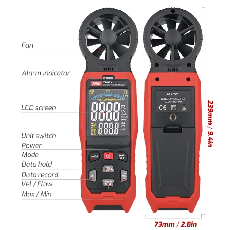 TASI TA642C Portable Digital Wind Speed Meter Air Volume Tester - free shipping - PMC TechLife - Order now!