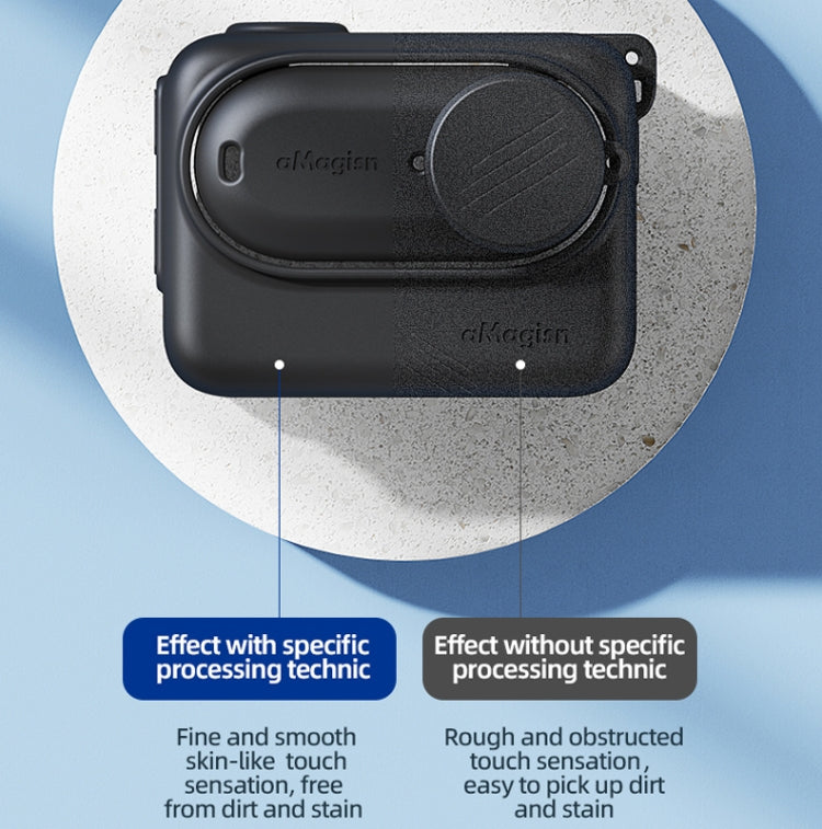 For Insta360 GO 3 AMagisn Silicone Body Cover Protective Case With Lanyard(Blue) - Case & Bags by aMagisn | Online Shopping South Africa | PMC TechLife | Buy Now Pay Later Mobicred