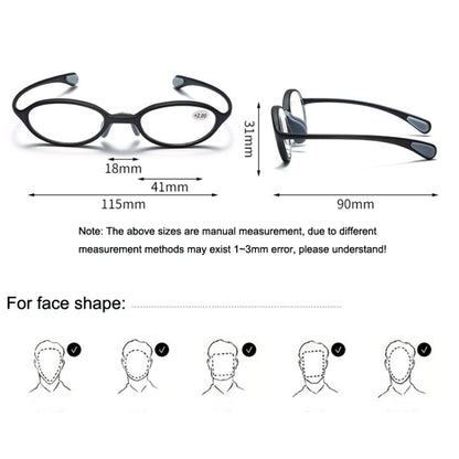 Portable Magnifying Glass Presbyopic Glasses Silicone Anti-Blue Light Reading Glasses, Degree: +150(Light Gray) - Presbyopic Glasses by PMC Jewellery | Online Shopping South Africa | PMC Jewellery