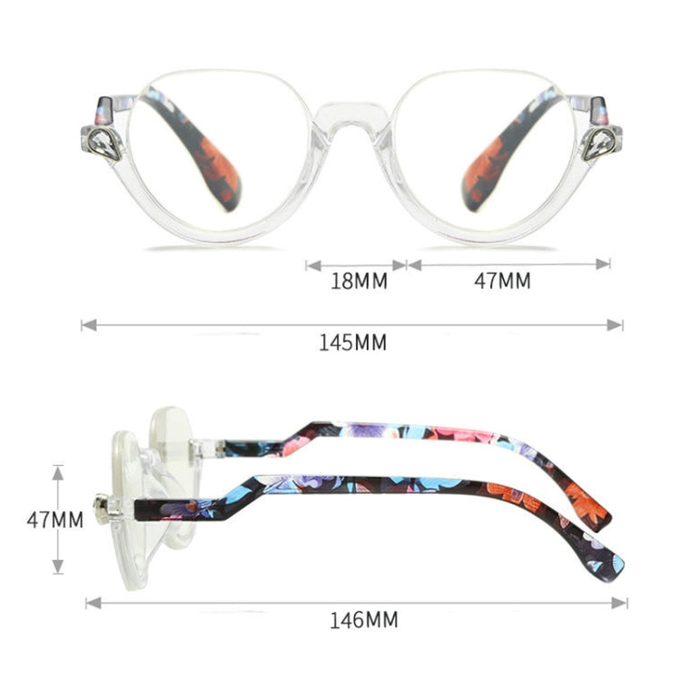 Diamond Studded Cat Eye Presbyopic Glasses Half-frame Fish-filament Glasses Unisex, Degree: +100(Gray Purple) - Presbyopic Glasses by PMC Jewellery | Online Shopping South Africa | PMC Jewellery