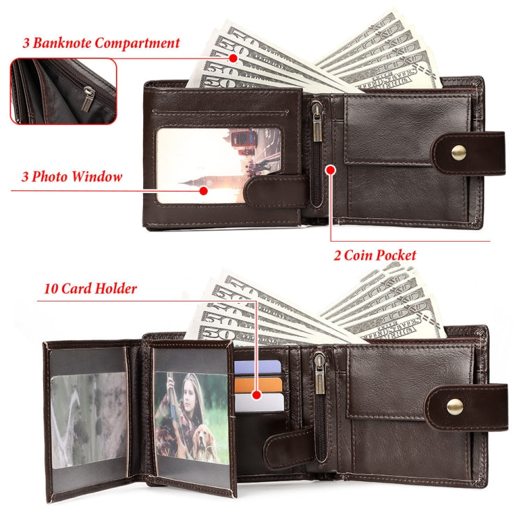 HUMERPAUL RFID Anti-magnetic Cox Purse Multi-card Card Bag Short Men Wallet(Brown) - Antimagnetic RFID Package by HUMERPAUL | Online Shopping South Africa | PMC TechLife | Buy Now Pay Later Mobicred