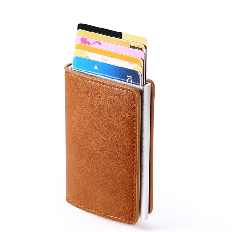 HUMERPAUL RFID Anti-Magnetic Automatic Card Set Credit Card Box Coin Bag(Brown) - free shipping - PMC TechLife - Order now!