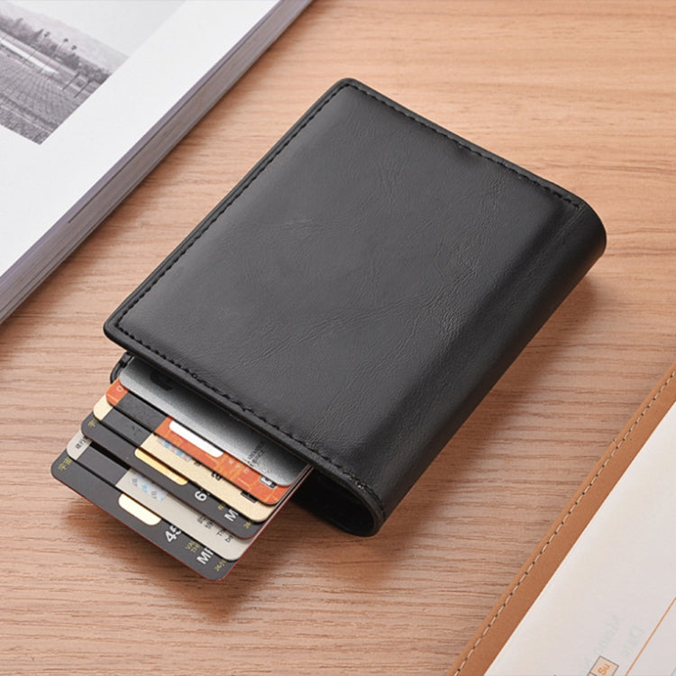 RFID Anti-Theft Short Wallet Automatic Pop-Up Aluminum Alloy Antimagnetic Card Holder(Brown) - Antimagnetic RFID Package by PMC TechLife | Online Shopping South Africa | PMC TechLife | Buy Now Pay Later Mobicred