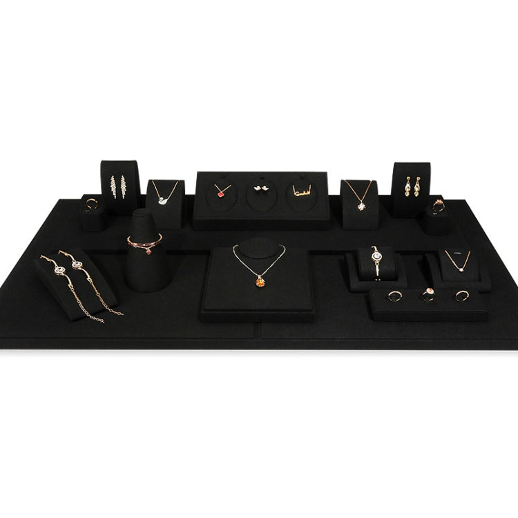 Black Microfiber Necklace Ring Jewelry Display Live Jewelry Prop Rack Set 8 - Jewelry Storages by PMC Jewellery | Online Shopping South Africa | PMC Jewellery