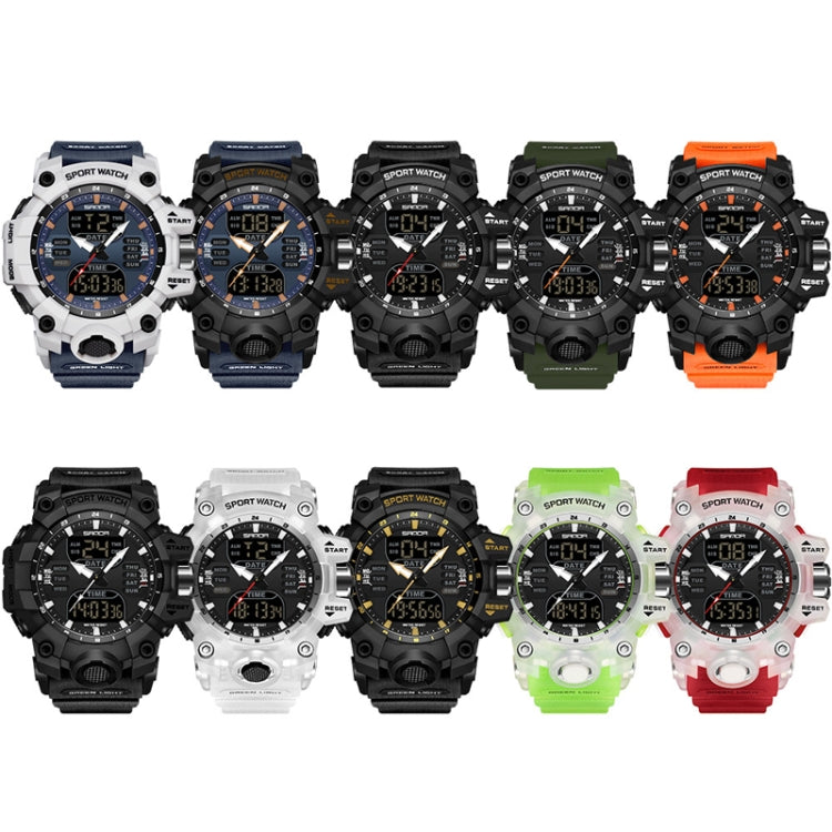 SANDA Green Light Alarm Clock Multifunctional Waterproof Shockproof Transparent Watch(Black Orange) - Silicone Strap Watches by SANDA | Online Shopping South Africa | PMC Jewellery